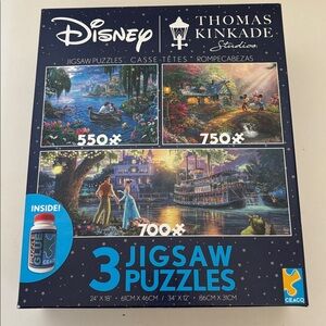Disney Thomas Kinkade 3 Jigsaw Puzzle Little Mirmaid Mickey Mouse Princess Frog
